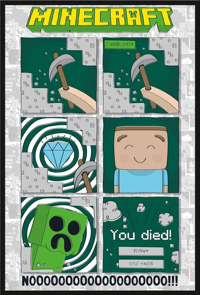 Poster Minecraft One last Diamond sous cadre Shinsuke Maxi noir mural