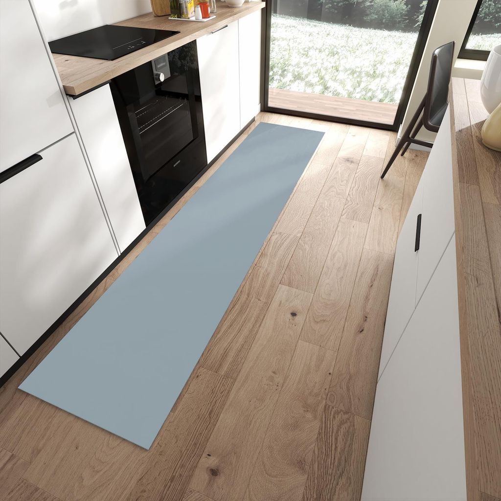 Küchenteppich 60x270cm rutschfest & abwischbar PVC Läufer - Grauer Hintergrund II