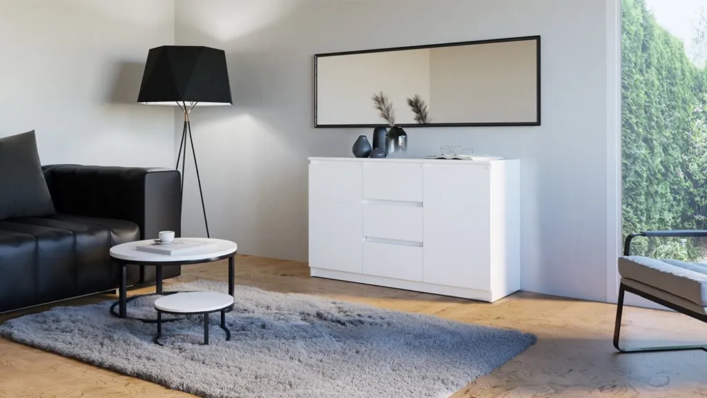 Rangement gain de place TOOMAS - Lot de 2 commodes blanches pour studio - 5