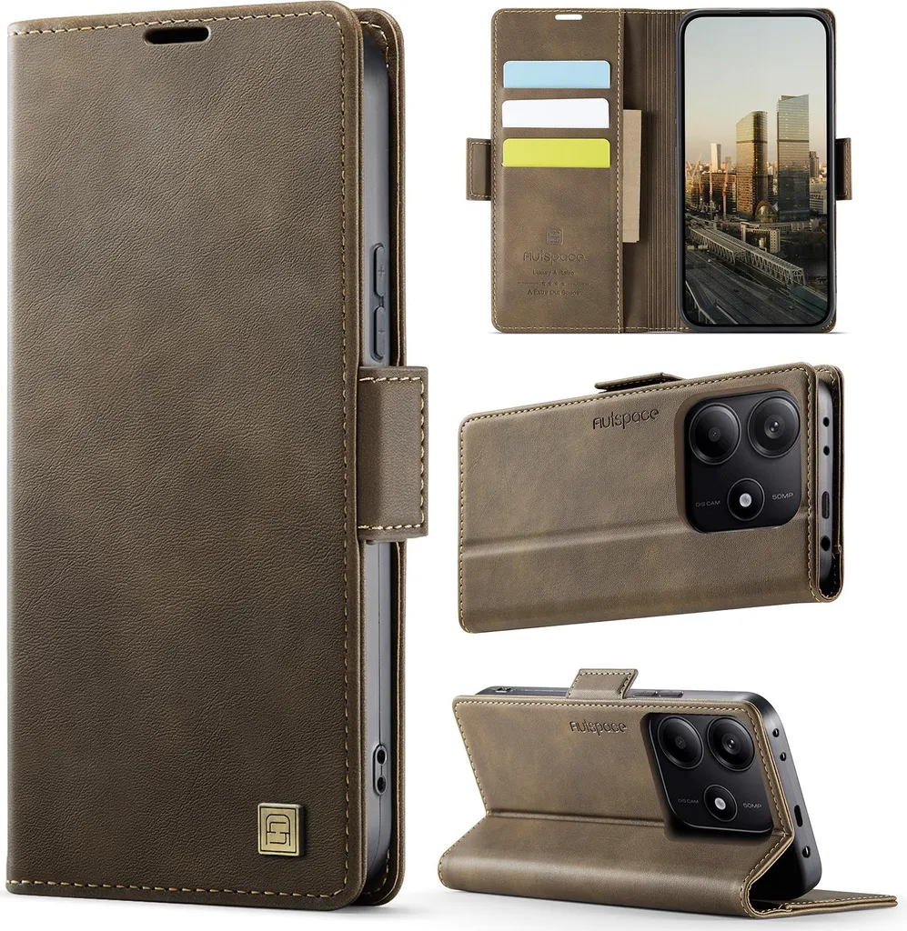 Cover Portafoglio Xiaomi Redmi Note 14 5G Marrone con Blocco RFID