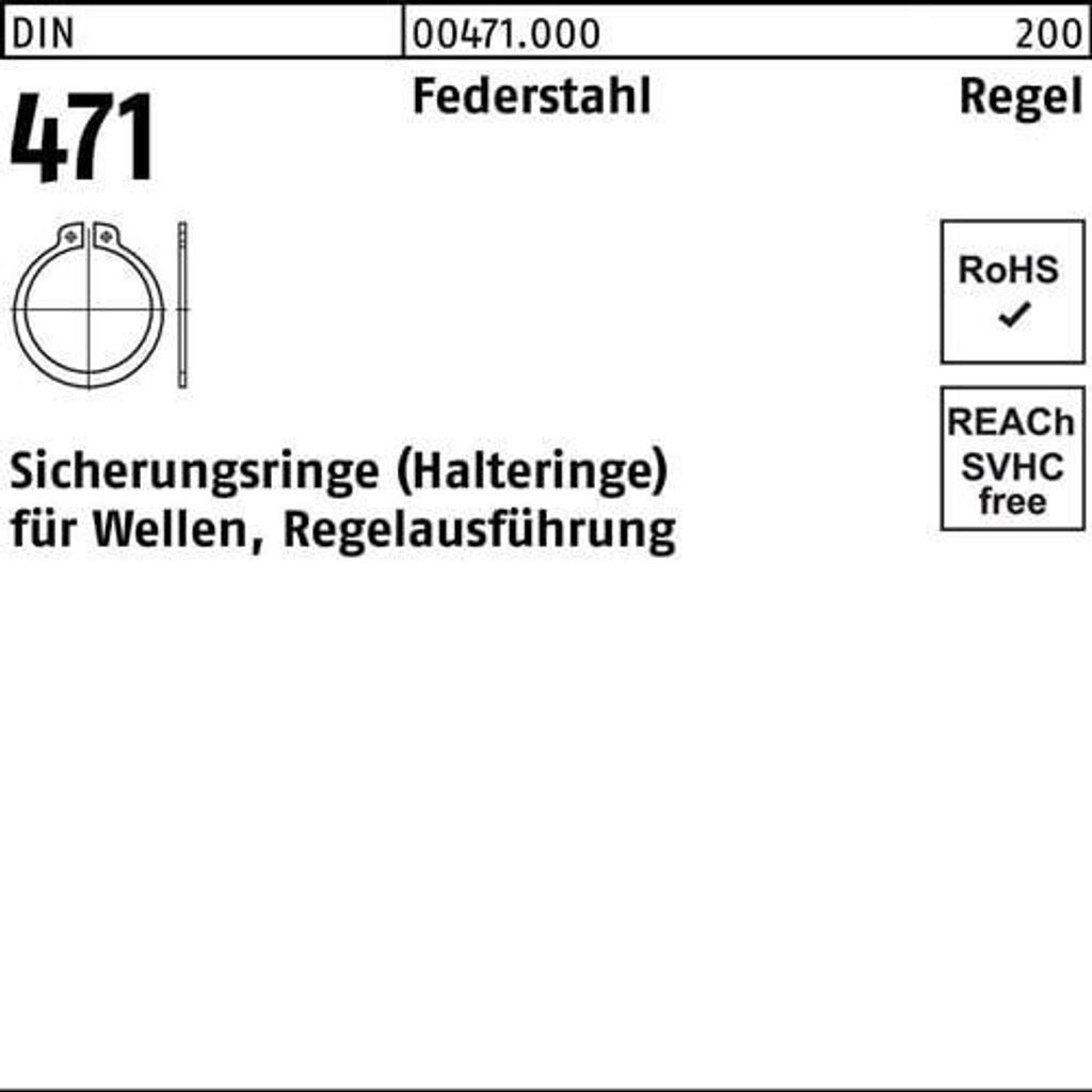 Sicherungsring DIN 471 38x 1,75 Federstahl Regelausf. 100 Stück