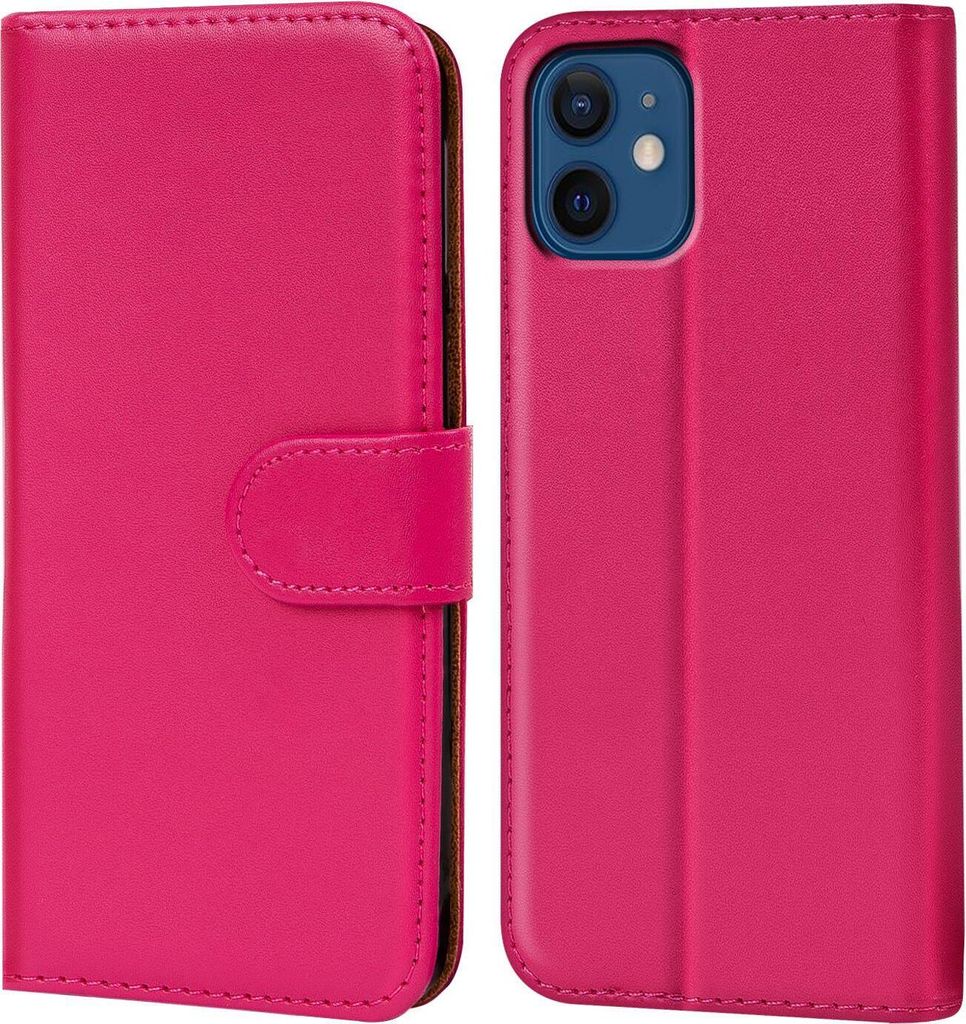 Conie Klapp Tasche für iPhone 12 Mini Kartenfach Rundumschutz Hülle in Pink