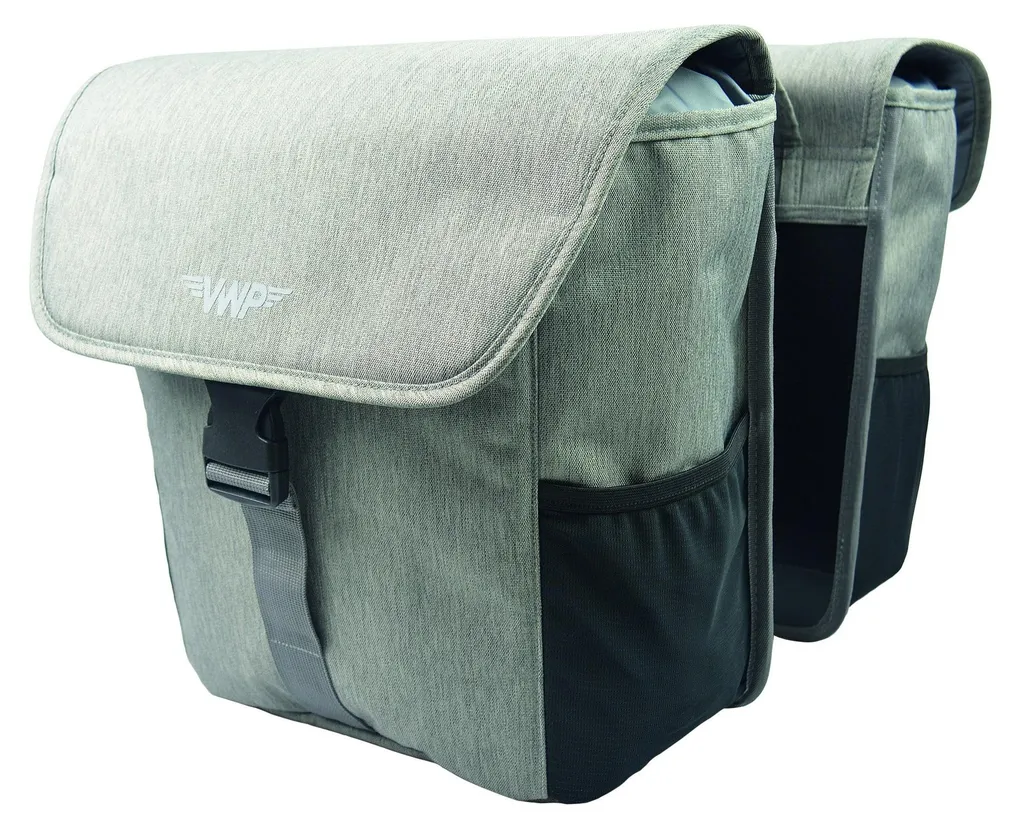 Sacoche vélo double 32l VWP Basilic gris pour vélotaf et courses
