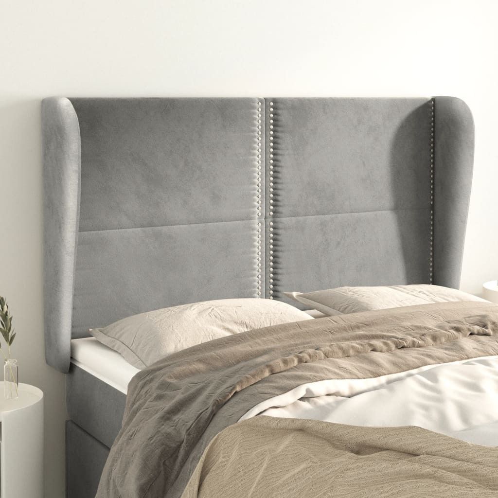 Maison Exclusive - Kopfteil mit Ohren Hellgrau 147x23x118/128 cm Samt