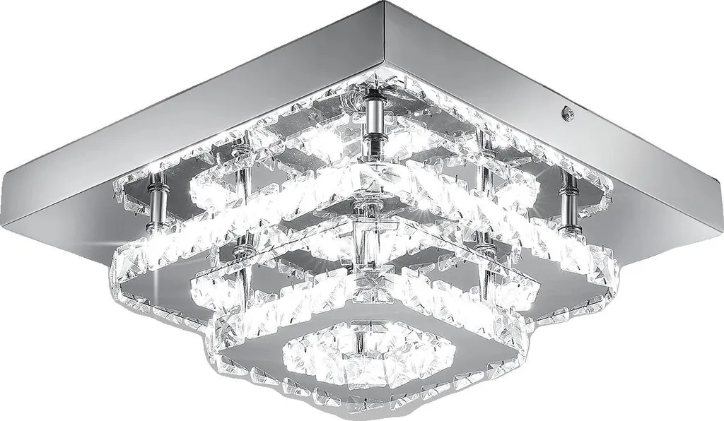 Lustre plafonnier LED design cristal 30cm éclairage blanc froid chic