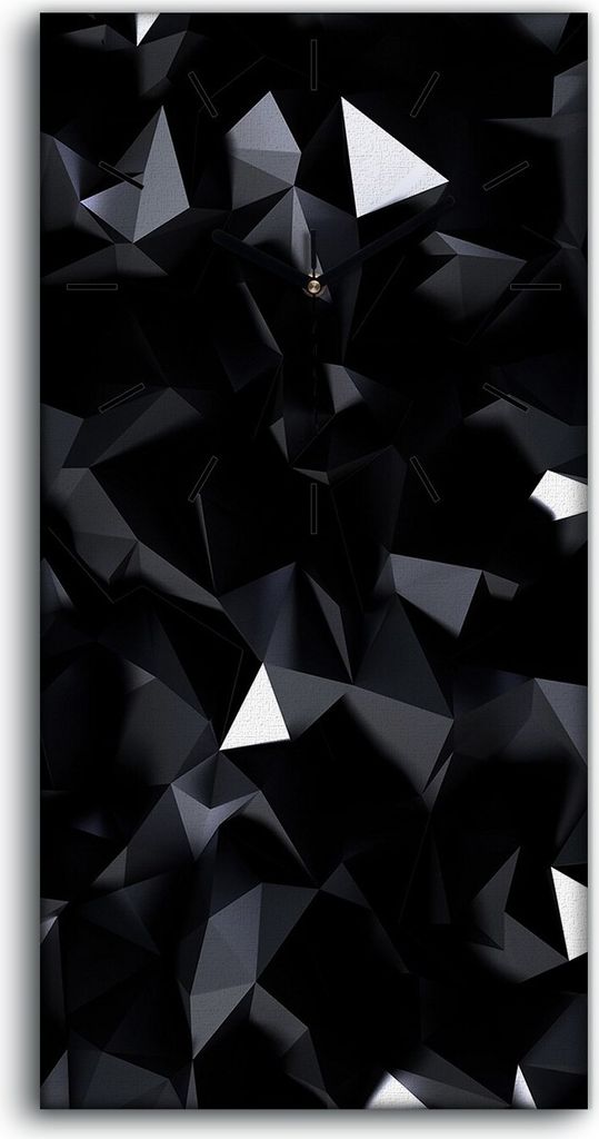 Dekor Leinwand Uhr Wandbilder 30x60 Malerei Abstrakte Dreiecke Geometrisch - schwarze Hände