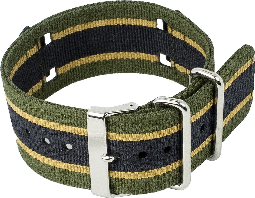 Ersatzband Textil schwarz-Grün-Gelb mit Unterlage Casio G-Shock GA-100MC