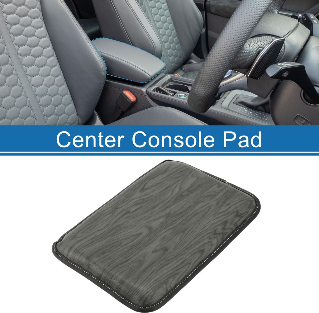Auto Armlehnenkissen Pad rutschfest 30x21cm Faux-Leder Grau Mittelkonsole Deckel
