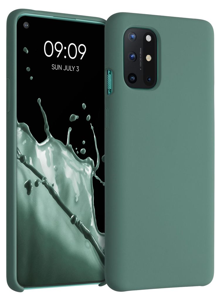 kwmobile Handyhülle für OnePlus 8T Hülle - Case Silikon - Kabelloses Laden - Schutzhülle Cover in Tannengrün