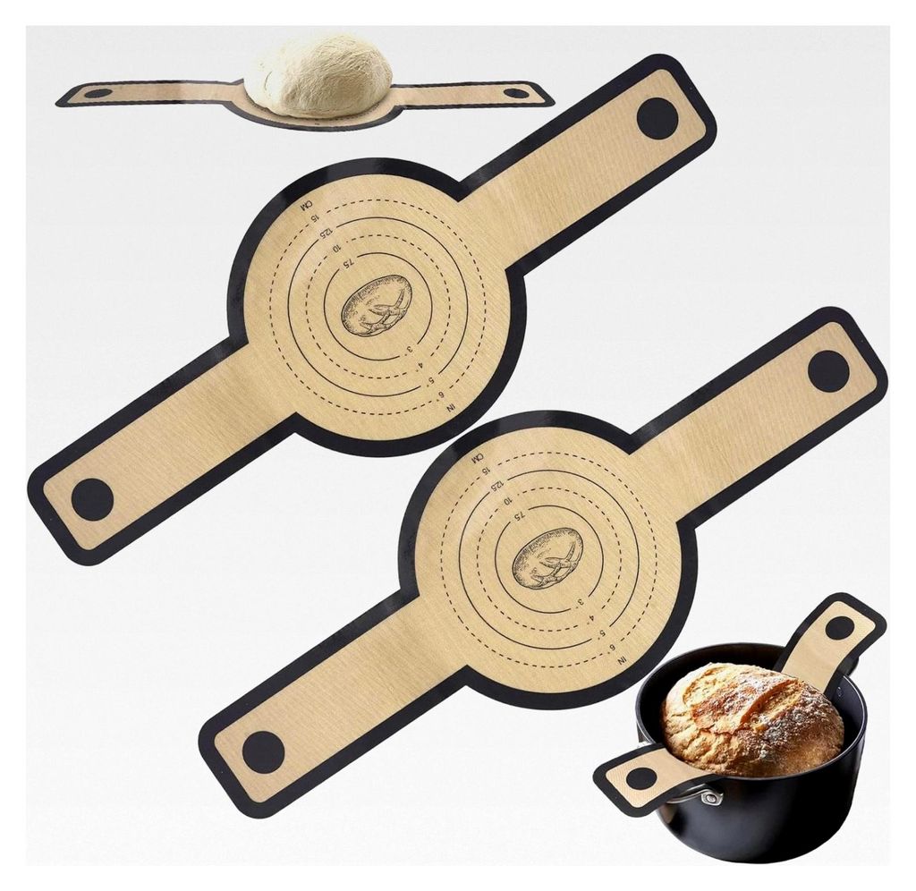 2 Stück Silikon Backmatte für Dutch Oven, 21 cm Wiederverwendbare Brotbackmatte mit langen Griffen, Antihaft Brotmatte für den Backofen, Runde S...
