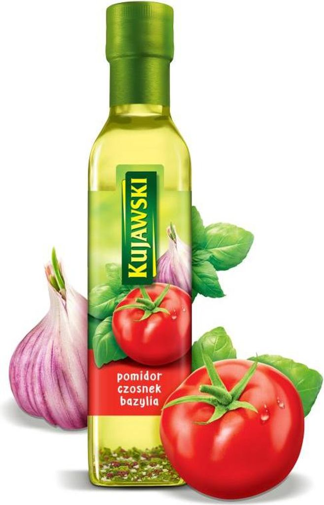 Olej rzepakowy Kujawski z pomidorami, czosnkiem i bazylią Produktbild 