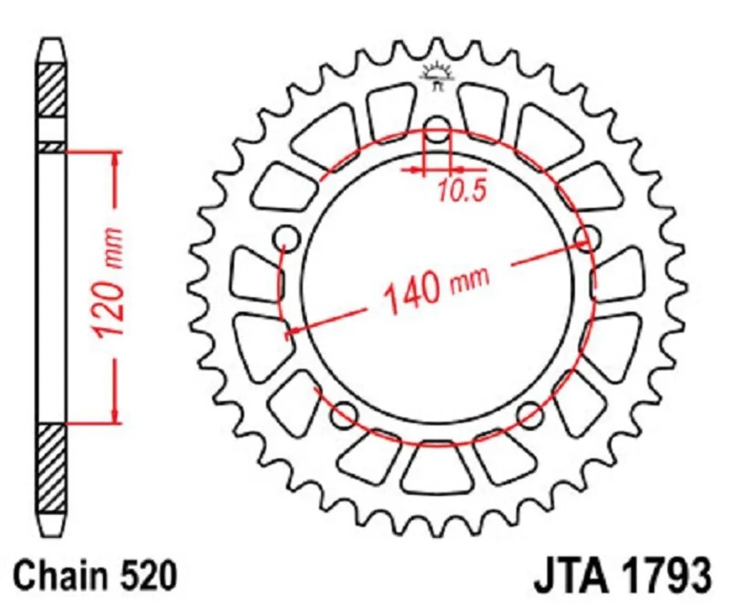 Couronne ALU 47Z 520 SI Ultra Légère pour Compétition Moto Off-Road