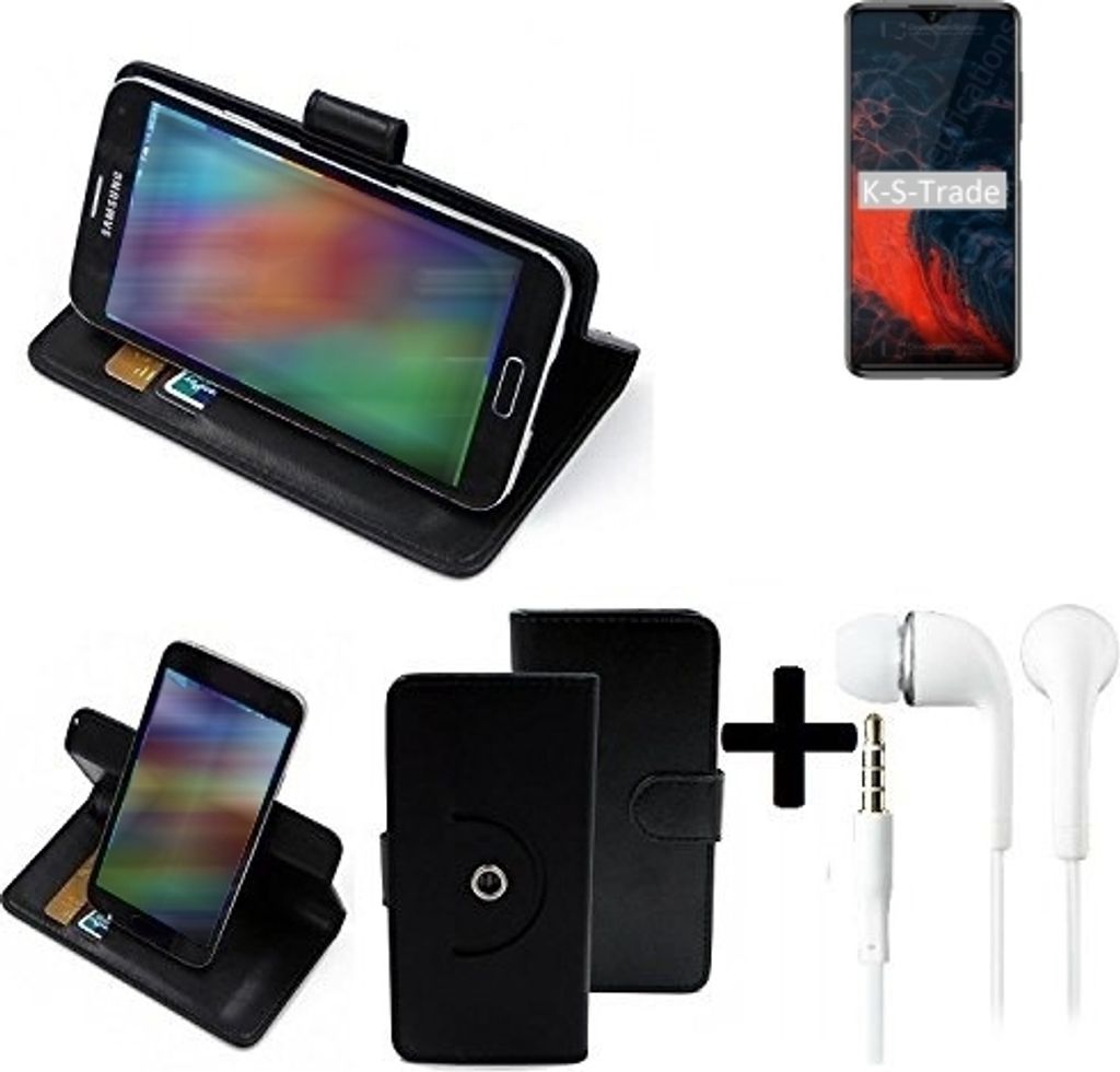 K-S-Trade Handy Hülle Schutz Hülle + Kopfhörer kompatibel mit Elephone E10 Handyhülle Flipcase Smartphone Cover Handy Schutz Tasche Walletcase