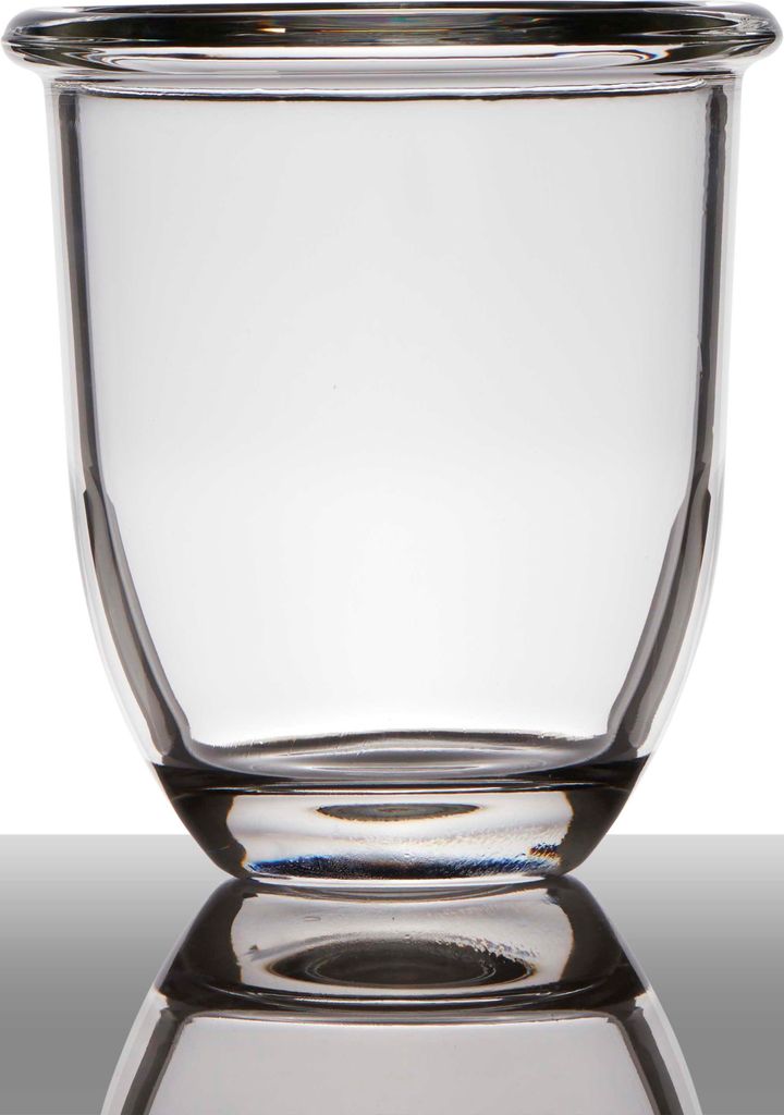 INNA-Glas Glas Übertopf Fynn, Trichter - Rund, klar, 17cm, Ø 15,5cm - Blumenkübel - Blumentopf