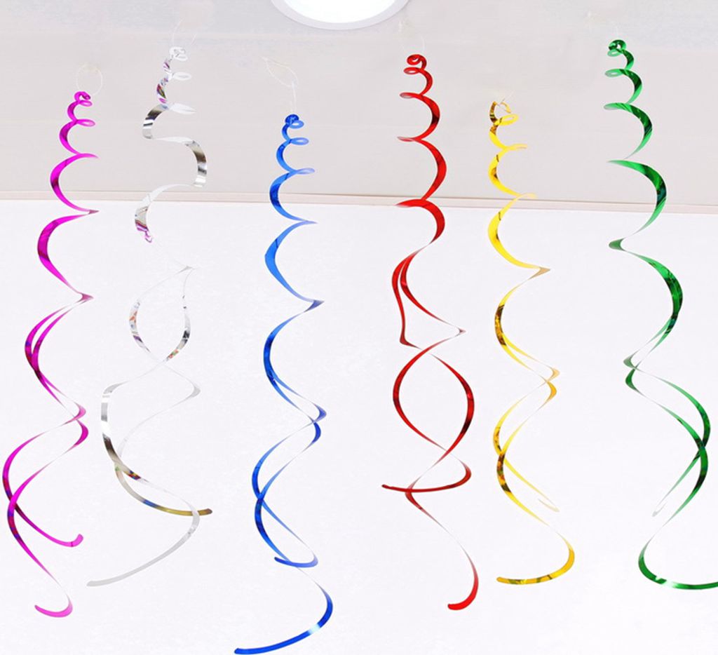 INF Spiralförmige Hängedekorationen - Glänzende Doppelhelix (6er-Pack Mix)