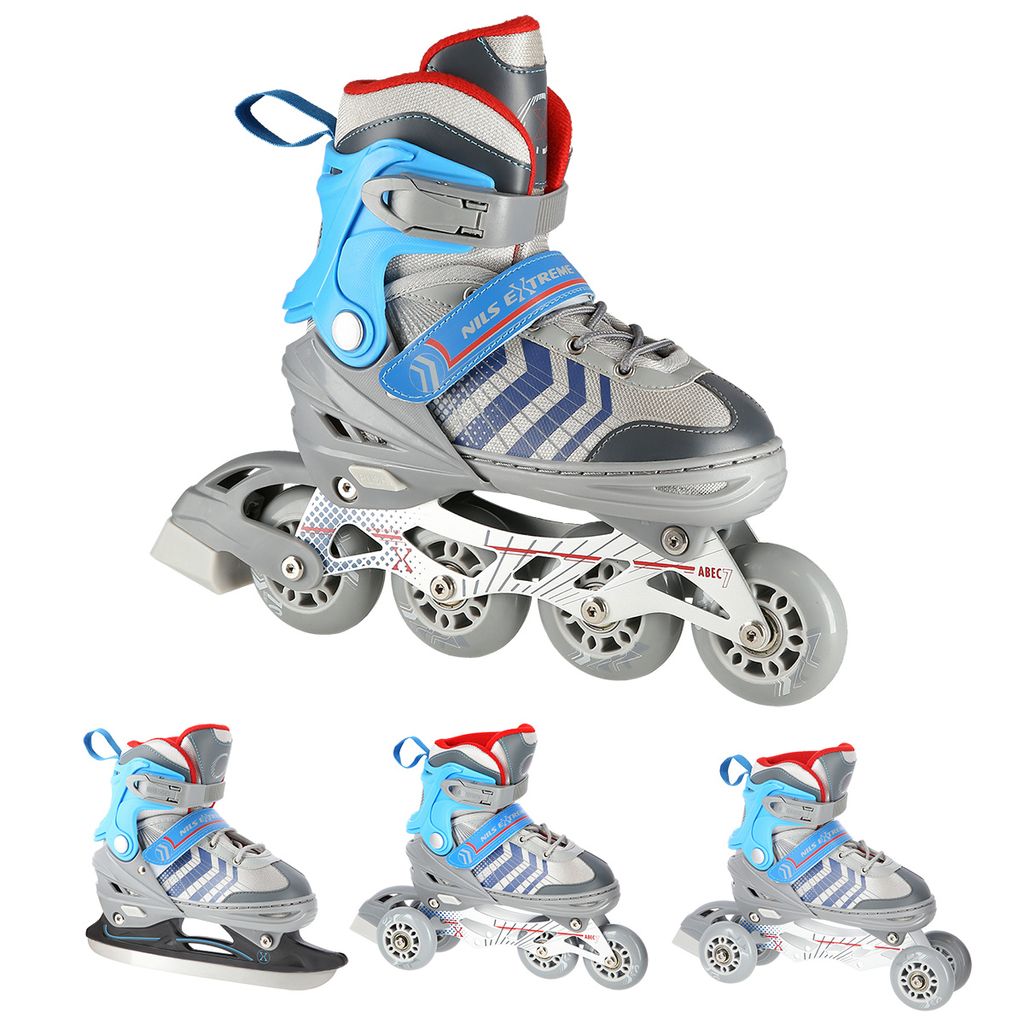 NILS Kinder 4in1 Inline Skates Inliner VERSTELLBAR Schlittschuhe Rollschuhe 