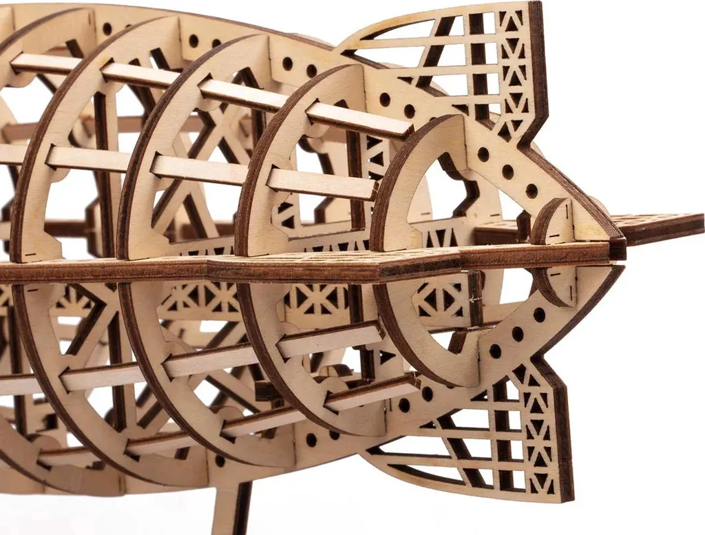 Puzzle 3D Dirigeable en Bois ROKR 349 Pièces Découpe Laser Précise - 13