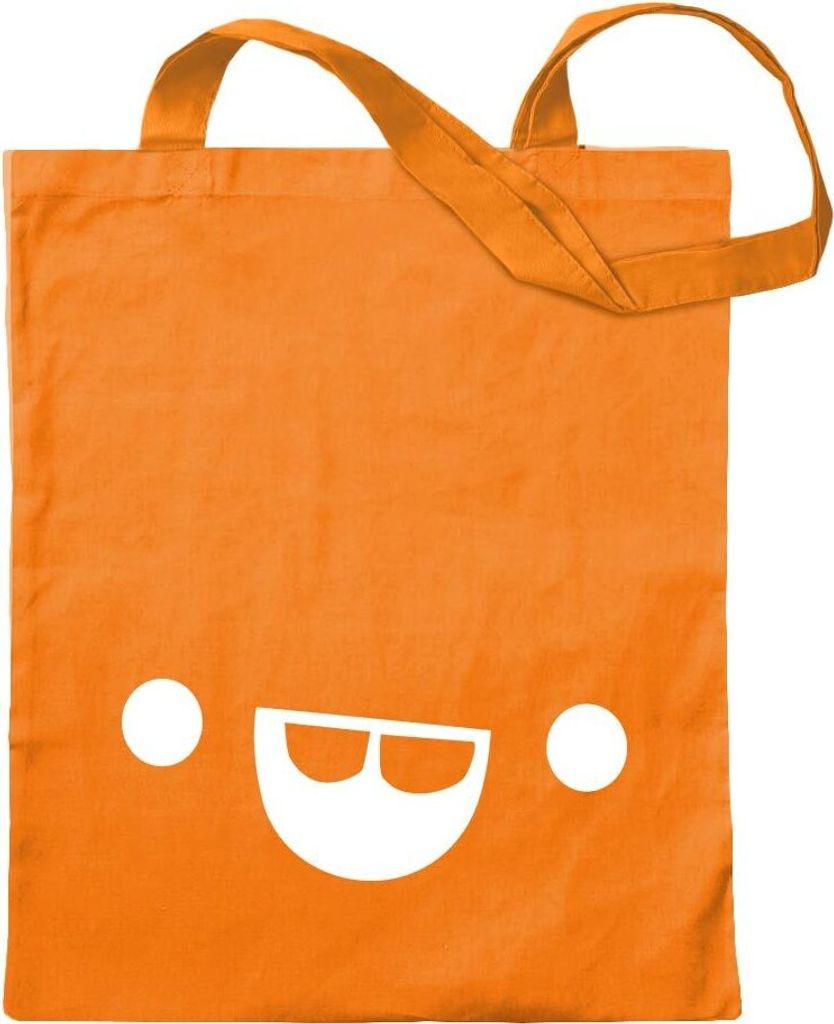 Kiwistar - Baumwolltasche - mandarin - Lachendes Gesicht II - Tragetasche Stoffbeutel Umhängetasche Langer Henkel
