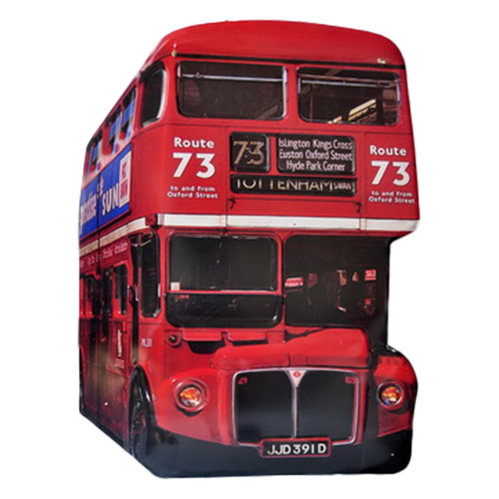 Clayre & Eef Wanddekoration Bus 60x80 cm Rot Schwarz Eisen