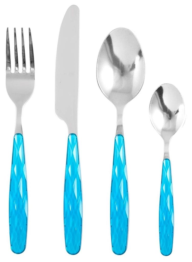 H&h 24-teiliges Edelstahlservice mit blauem Griff