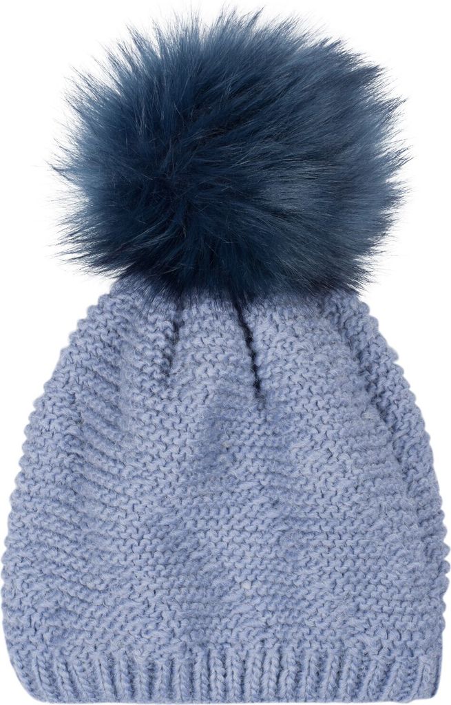 styleBREAKER Uni Einfarbige Strick Bommelmütze fein gestrickt mit Fleece Futter, Winter Fellbommel Mütze 04024175
