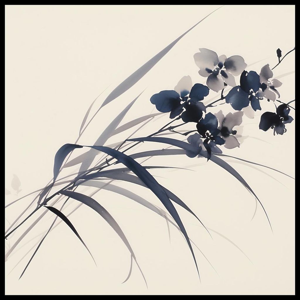 Plakat 90x90cm Orchidee in Sepia