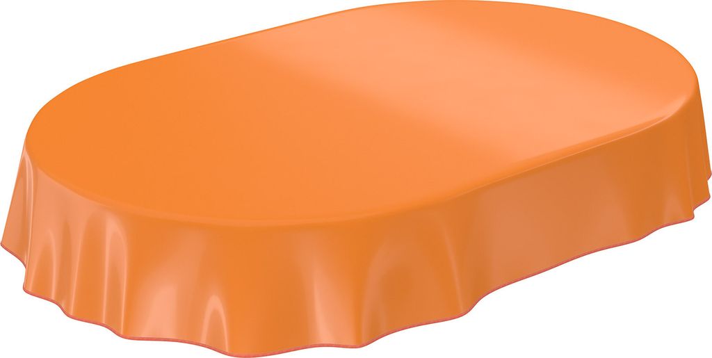 Tischdecke Wachstuch PVC abwaschbar Einfarbig Orange Oval 180x140cm Band