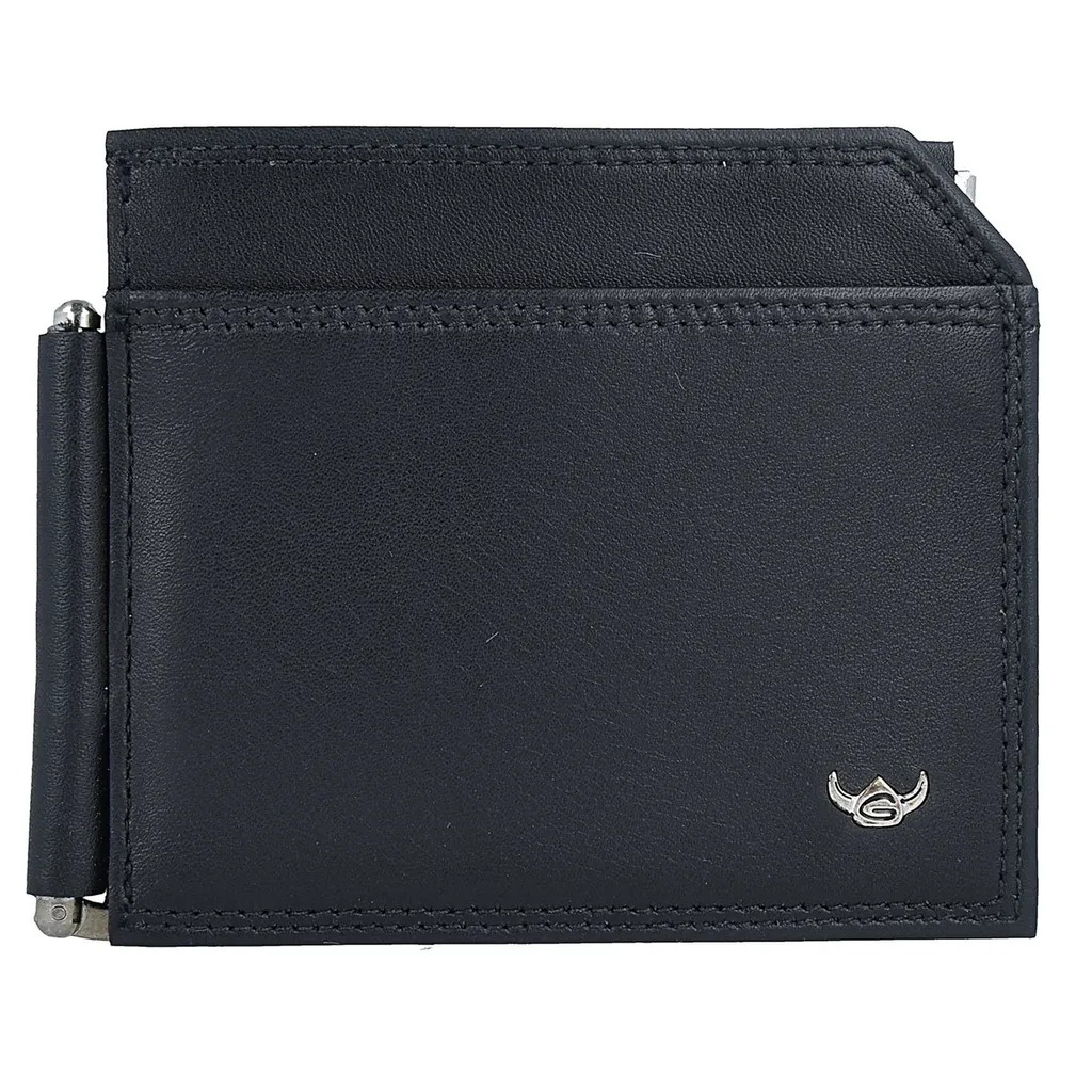 Mini Portefeuille avec Pince à Billets en Cuir Noir Polo Golden Head