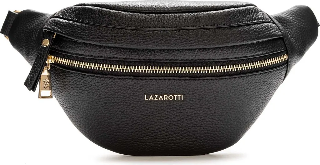 Sac Bandoulière Cuir Noir Lazarotti Bologna - Idéal Voyage et Ville