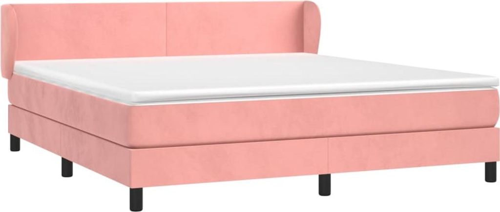 vidaXL Boxspringbett mit Matratze Rosa 180x200 cm Samt