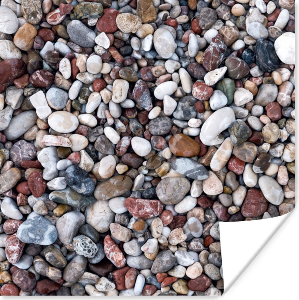 MuchoWow Poster Naturstein - Schotter - Steine 75x75 cm - Wand Dekoration