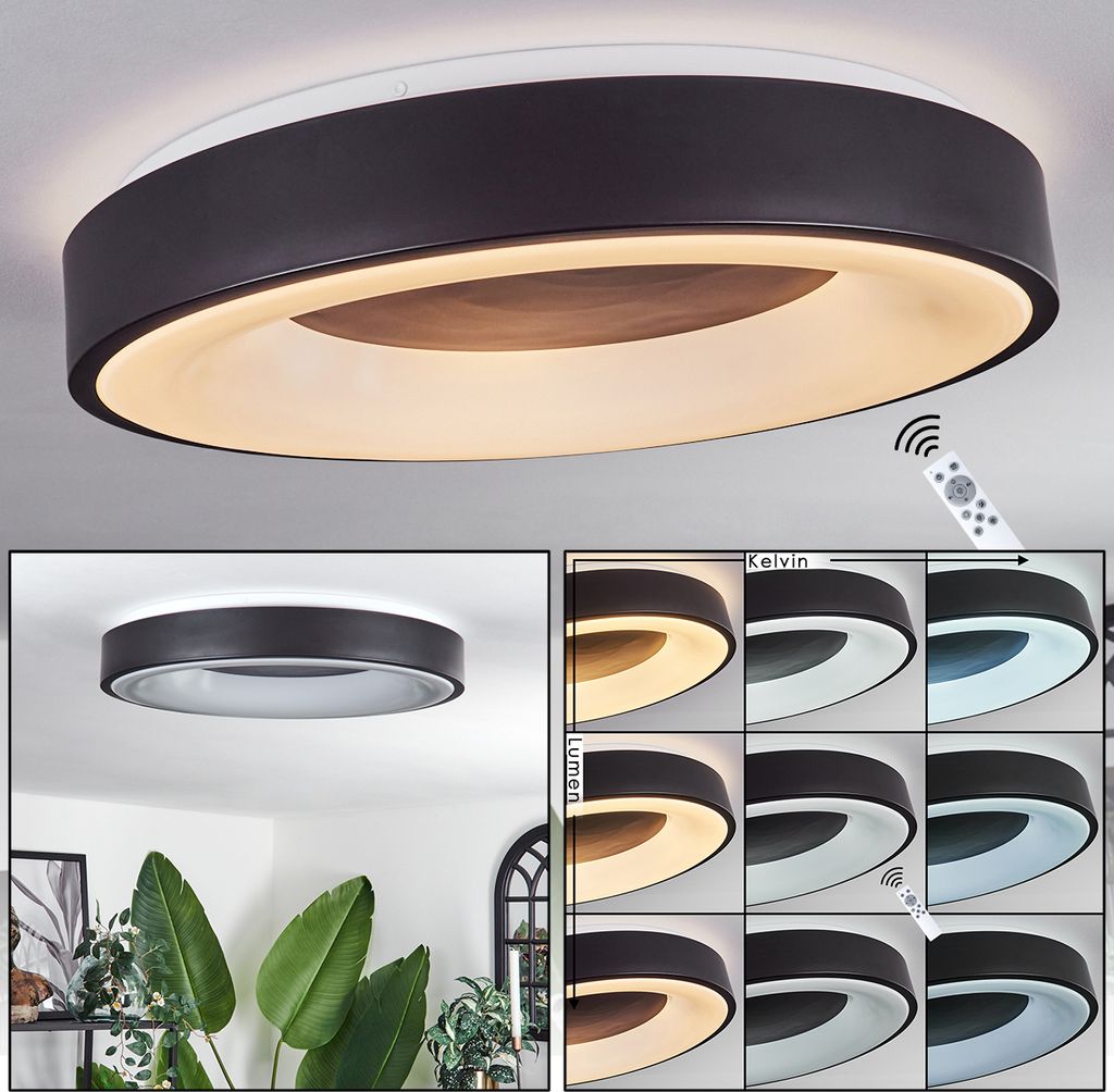 Cariati dimmbare Deckenlampe aus Metall/Kunststoff in Schwarz/Weiß