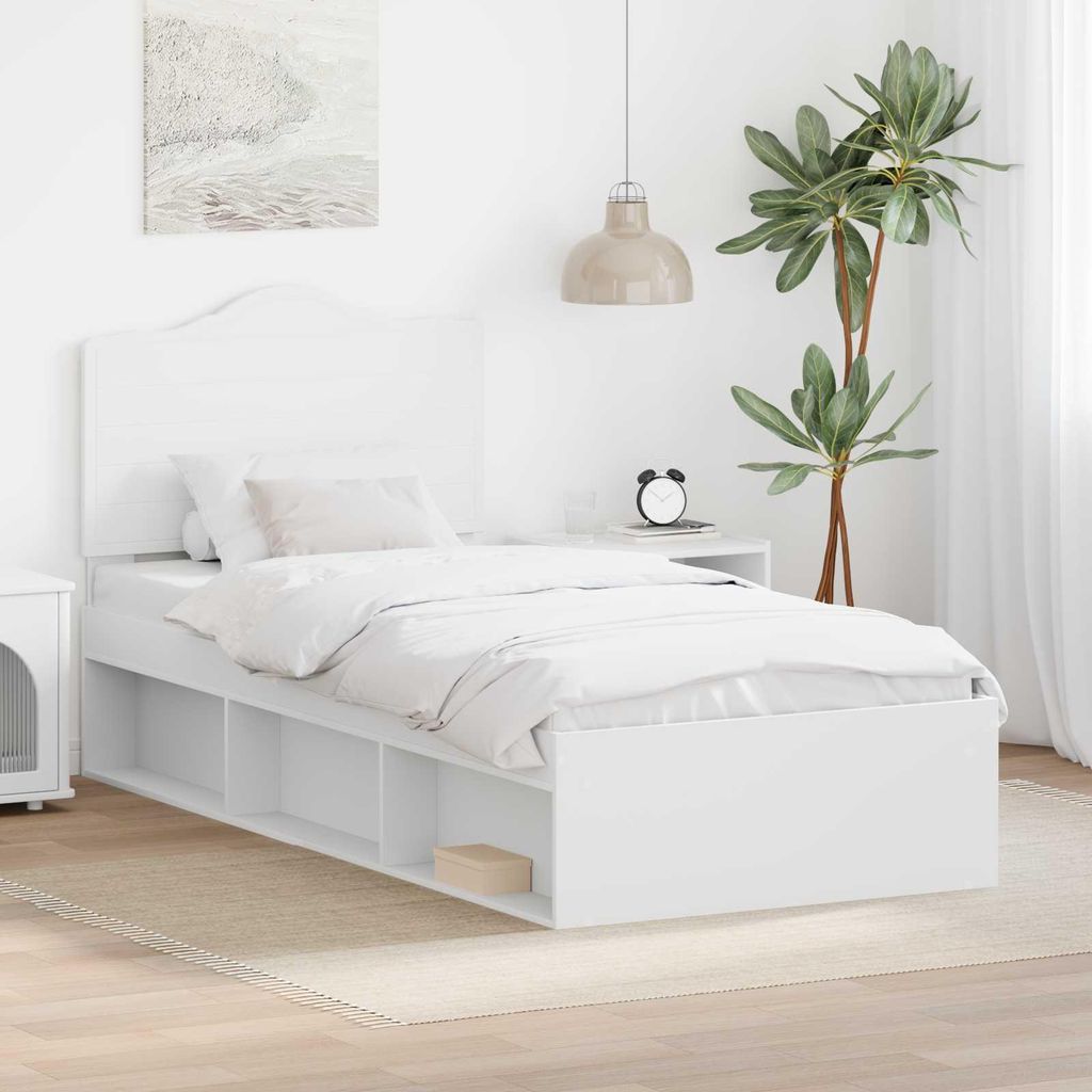 Maison Exclusive - Bettrahmen mit Kopfteil Weiß 90 x 200 cm Massives Kiefernholz