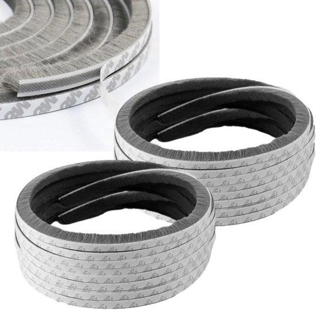 Selbstklebender Dichtungsborstenstreifen 9x15mm für Türen und Fenster 20m