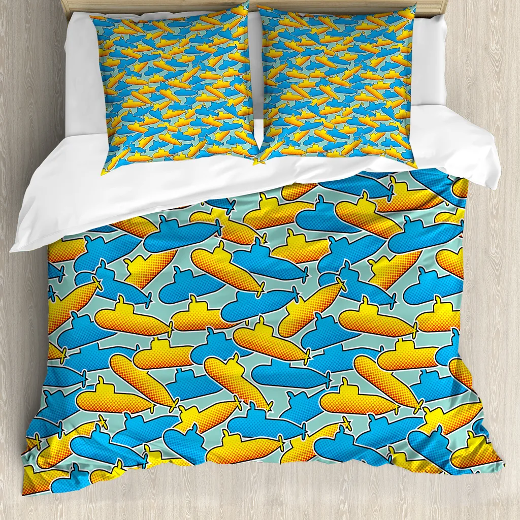 Copripiumino ABAKUHAUS Sottomarino Giallo Antiacaro 155x220 Blu