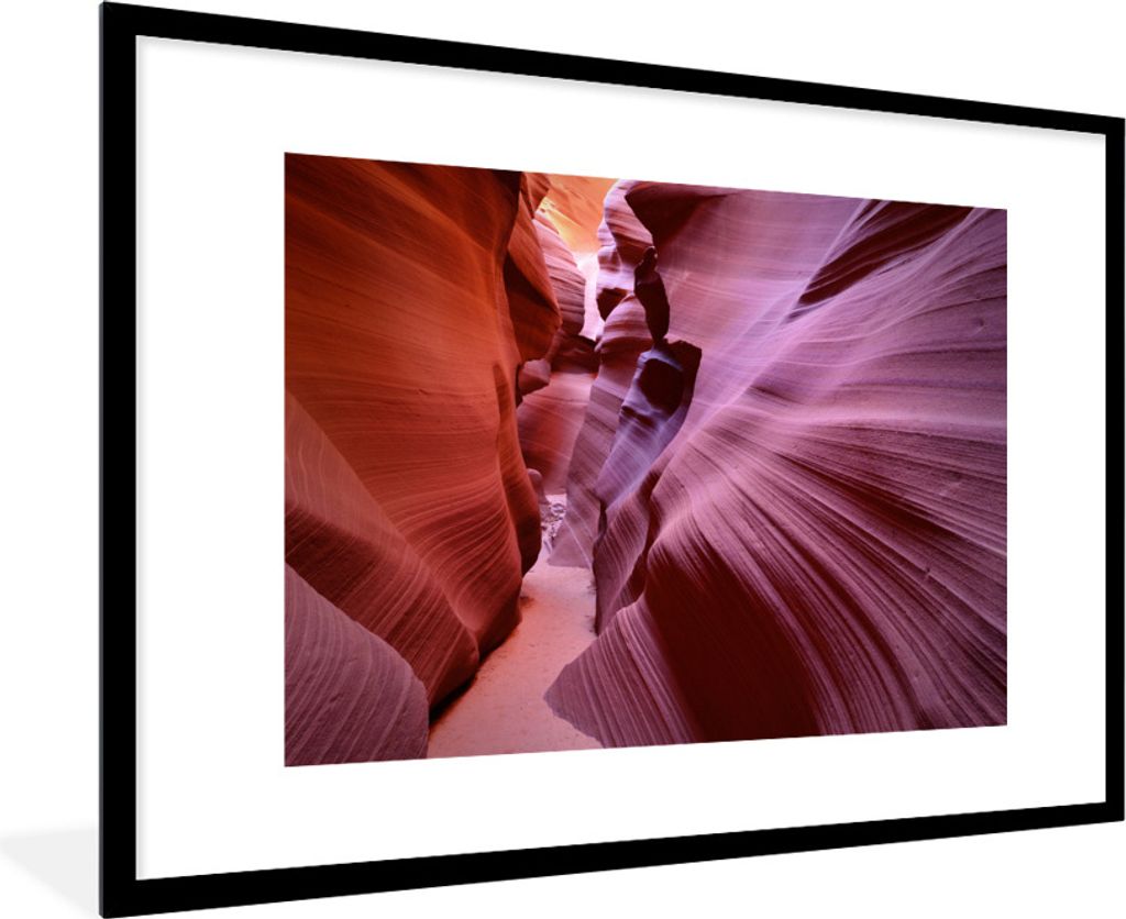 MuchoWow Gerahmtes Poster Gewellte Felsen in der tiefen Antelope-Schlucht 90x60 cm - Poster mit Schwarzem Bilderrahmen Wandposter Rahmen Foto Bil...
