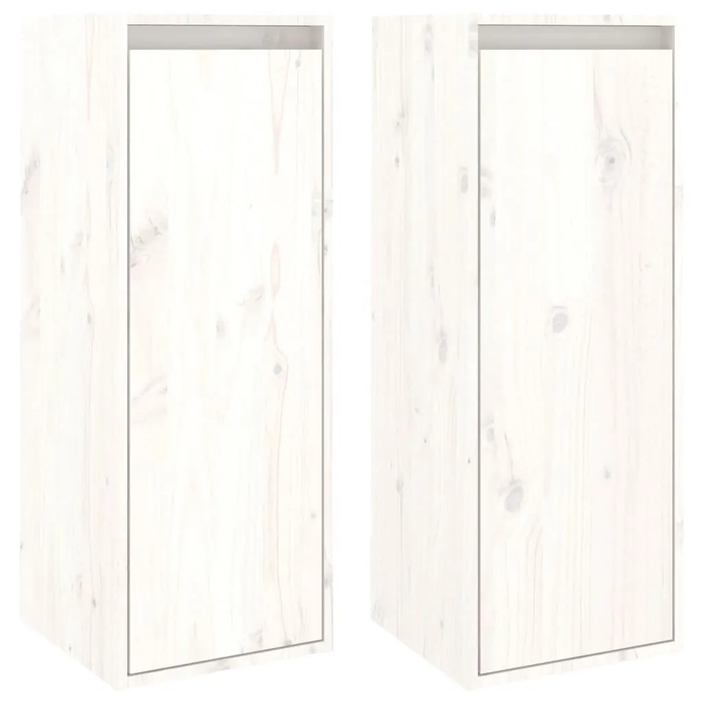 Set 2 Pensili SYFAX™ Bianchi 30x30x80 cm in Pino Massiccio per Bagno e Cucina