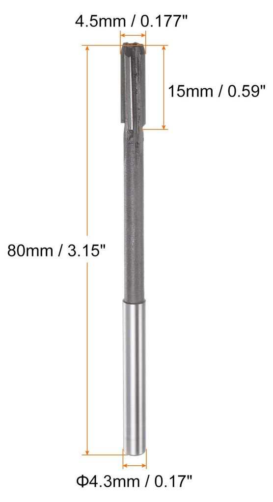 Hartmetall Reibahle 4.5 mm, 4 Schneidig, H8/H7 Genauigkeit, Sandstrahlbeschichtung Maschinenreibahle fš¹r Metall Holz Loch Reiben, Gerade Nut Hoc...