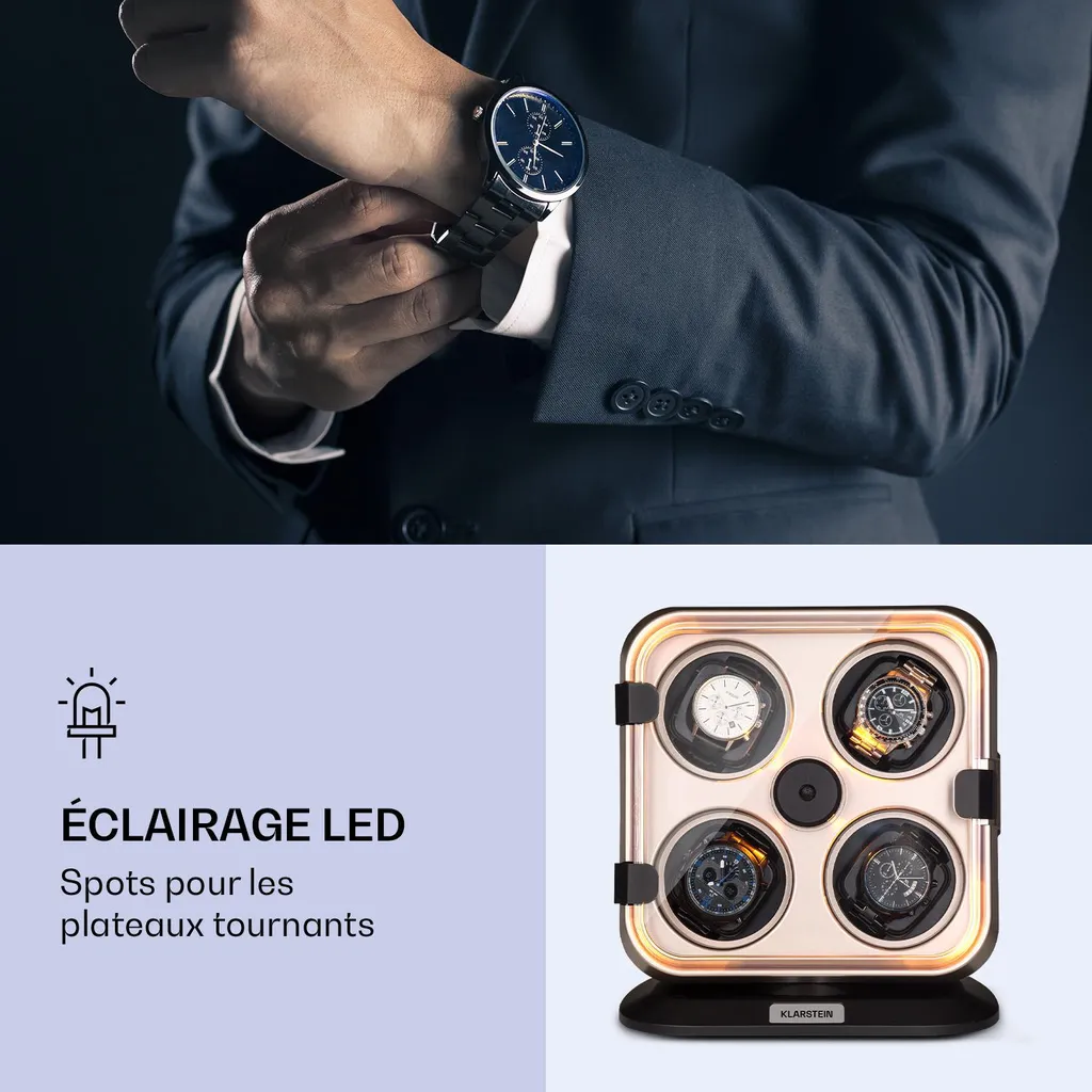 Remontoir Montre Automatique à Moteur Silencieux et 3 Modes Rotation