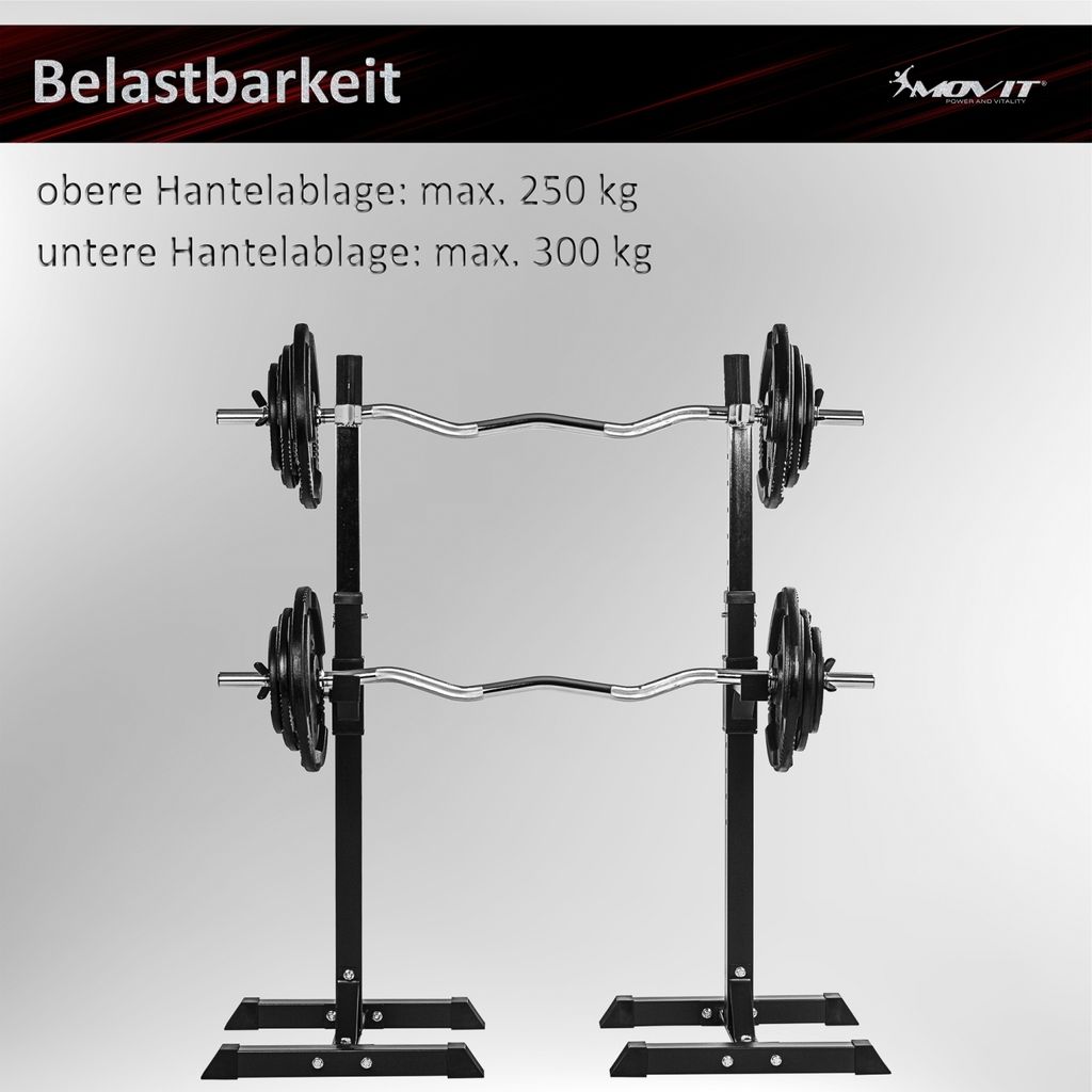 MOVIT Squat Rack 2er Set Langhantelablage Hantelständer Produktbild 5