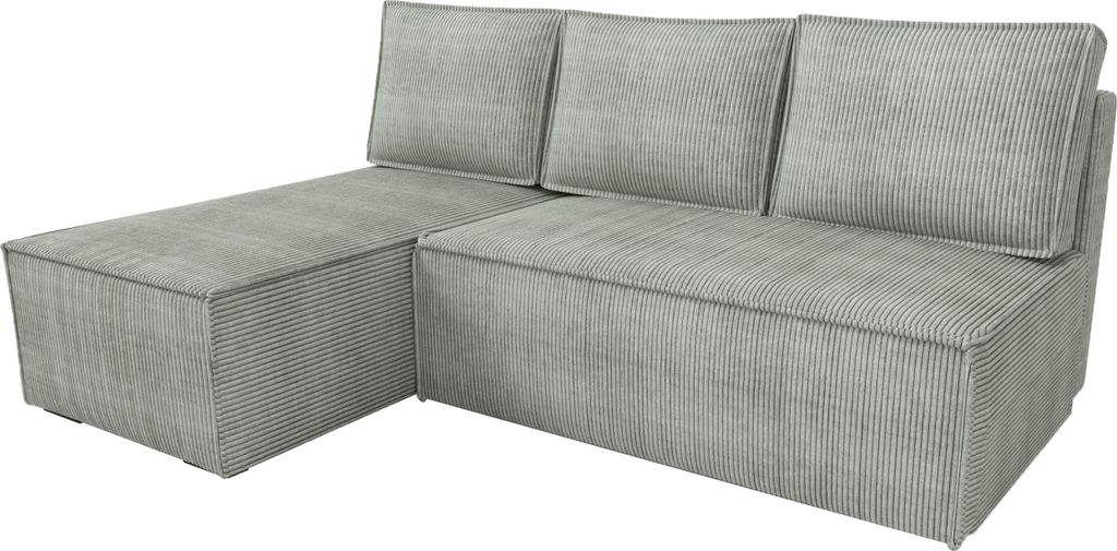 BroMARKT Ecksofa mit Schlaffunktion Hector Grau Cord Links