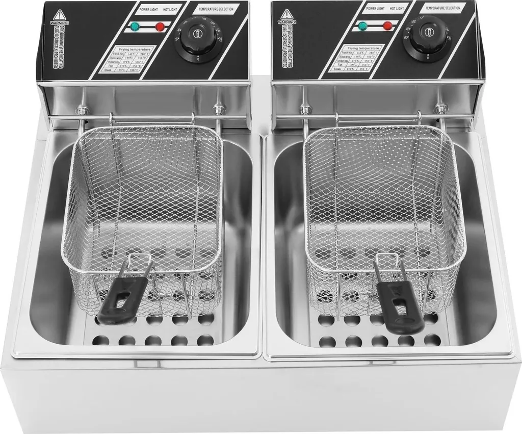Friteuse électrique double 12L pour frites et snacks croustillants