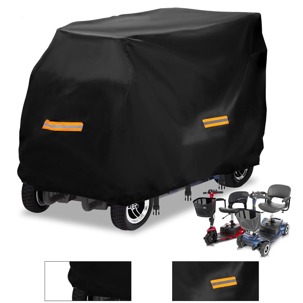 Elektromobil Abdeckhaube Wasserdicht,420D Elektromobil für Senioren,Scooter Abdeckung für Rollstuhl,3-4 Rad Mobilitätsroller, 124x58x99 cm