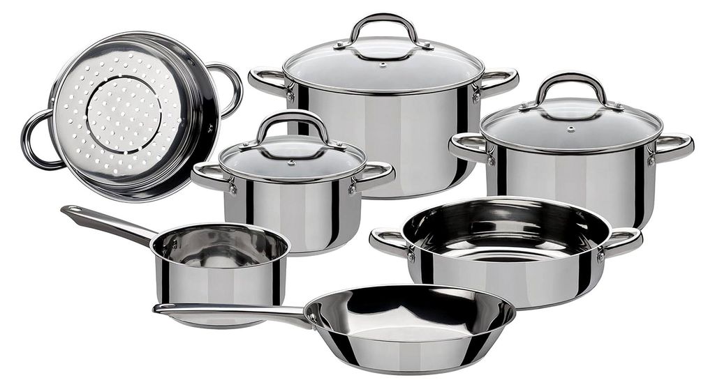 Topf-Set Montreal 10-teilig, Edelstahl, Silber, 24 cm, Maße 38 x 25,5 x 15,5 cm