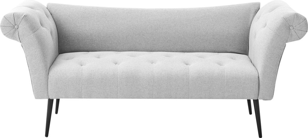 BELIANI Chaiselongue Hellgrau Stoff Gesteppt mit Armlehnen Beidseitig Schwarze Metallfüße Retro Design Chesterfield Stil Wohnzimmer Récamiere