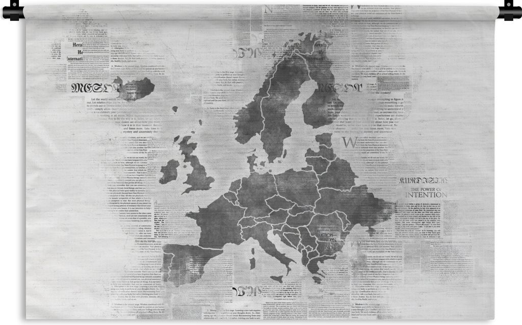 MuchoWow Wandteppich Wandbehang Eurocard auf Zeitungspapier - schwarz und weiß 60x40 cm Tapisserie Dekoration Wandtuch - Wanddekorationen