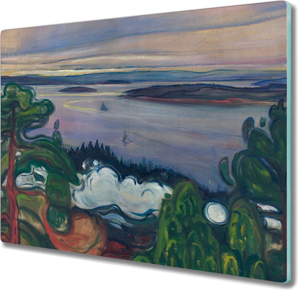 Coloray Schneidebrett Herdabdeckplatte 60x52 cm Kochplattenabdeckung Küchenbrett Hackbrett - Zug pal Edvard Munch