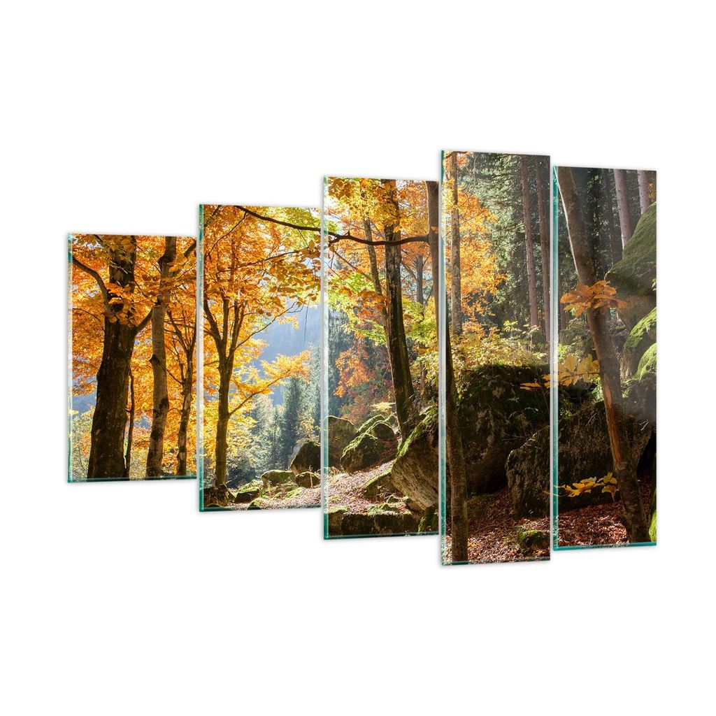 Bilder auf glas - Herbst berg wald natur - 150x100cm - Glasbilder - Wandbilder - Kunstdruck - zum Aufhängen bereit - Wanddekoration aus Glas - Gla...