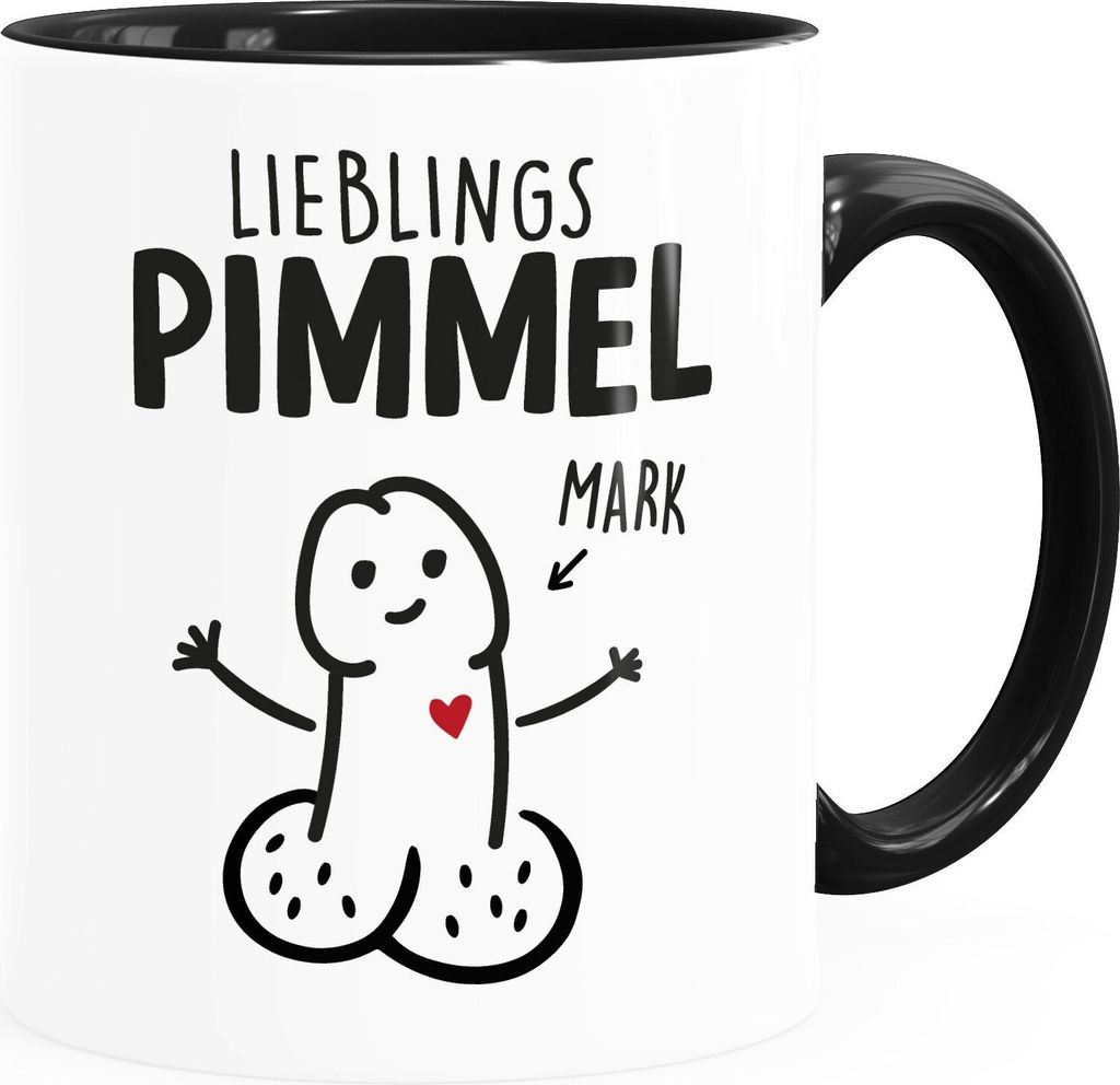 Kaffee-Tasse Lieblingspimmel mit Name Penis personalisierte Geschenke Valentinstag Liebe Mann Freund Moonworks weiß-innen-schwarz standard