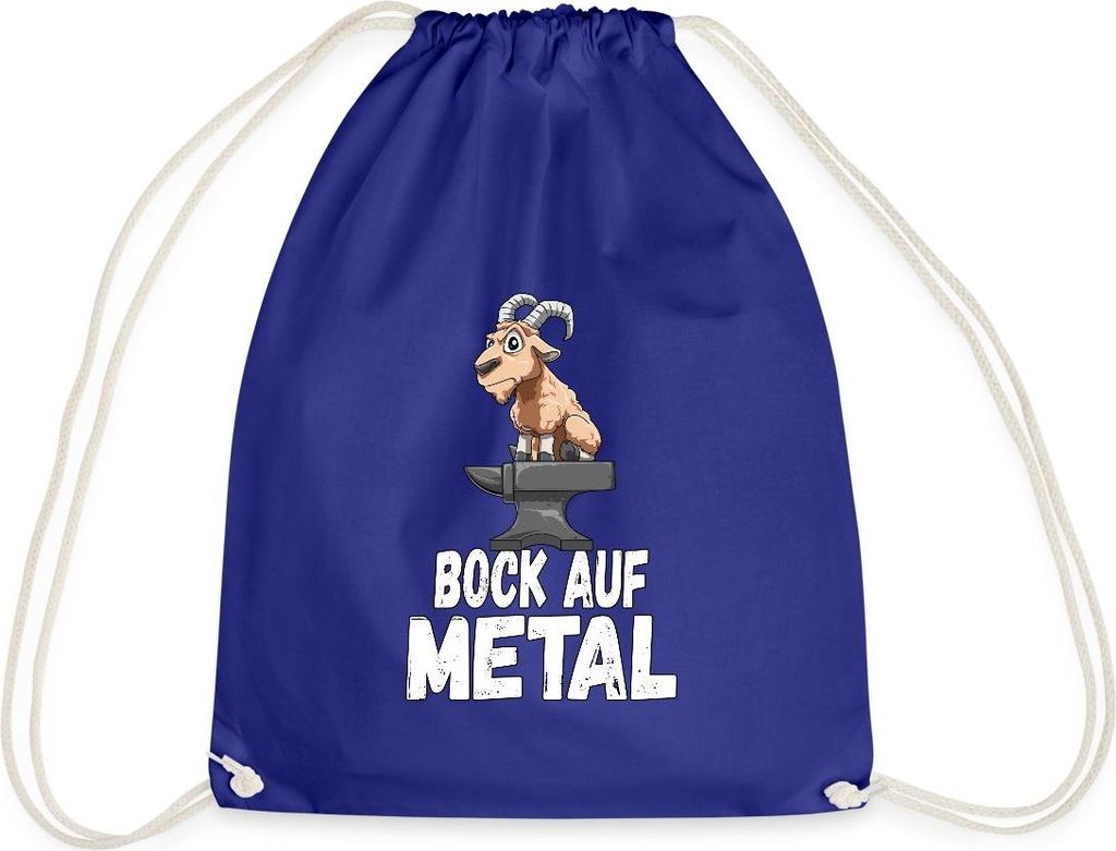 Spreadshirt Bock auf Metal Lustiger Spruch Heavy Metal Hard Rock Turnbeutel, One size, Königsblau
